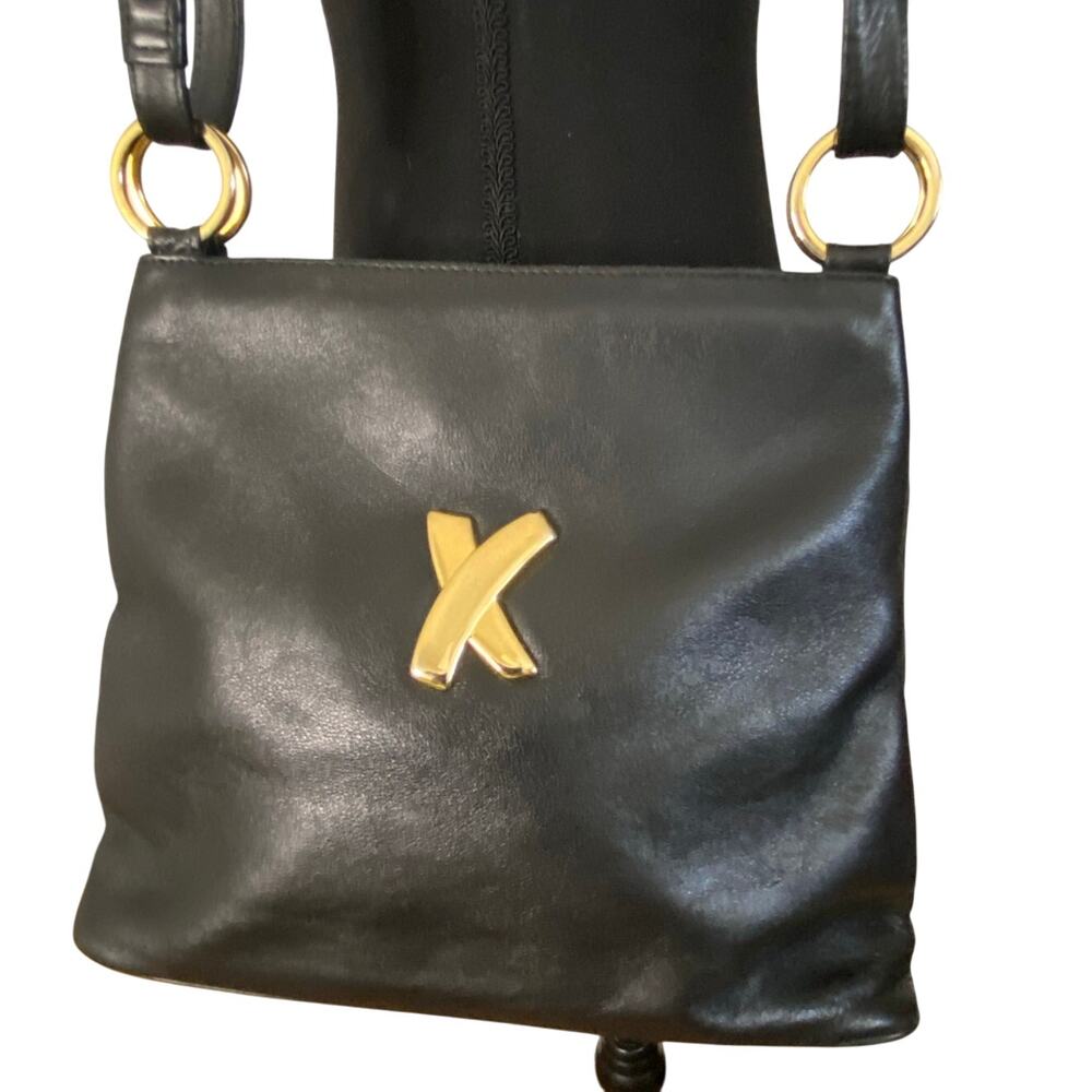 Vintage‎ Palomo Picasso Signature X Double Strap Black Leather Shoulder bag